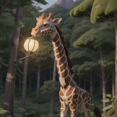 Image For Post Anime, lamp, forest, bird, mountains, giraffe, HD, 4K, AI Generated Art