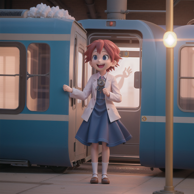 Image For Post Anime, train, laughter, ghost, fairy, scientist, HD, 4K, AI Generated Art