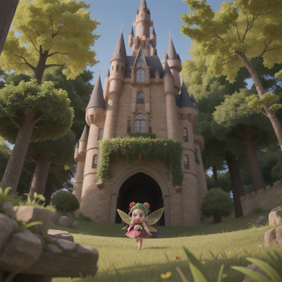 Image For Post Anime, fairy, anger, forest, castle, flute, HD, 4K, AI Generated Art