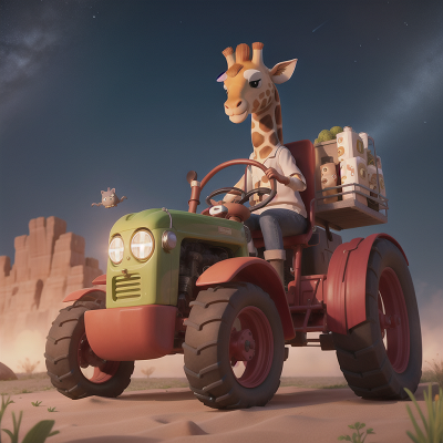 Image For Post Anime, tractor, giraffe, ghost, rabbit, space, HD, 4K, AI Generated Art