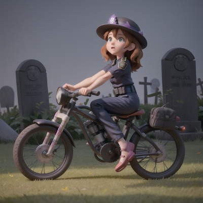 Image For Post Anime, bicycle, accordion, police officer, haunted graveyard, angel, HD, 4K, AI Generated Art
