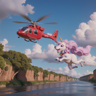 Image For Post Anime, unicorn, singing, fox, helicopter, river, HD, 4K, AI Generated Art