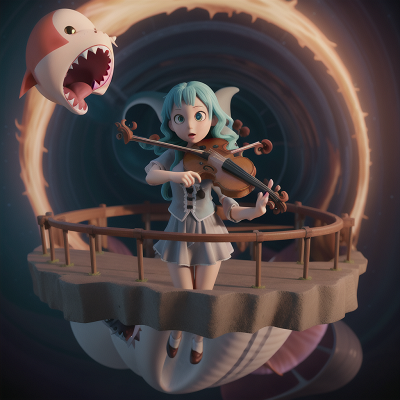 Image For Post Anime, wormhole, shark, bridge, ghostly apparition, violin, HD, 4K, AI Generated Art