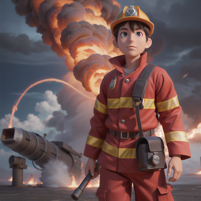 Image For Post Anime, firefighter, thunder, success, fog, time machine, HD, 4K, AI Generated Art