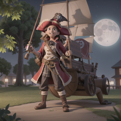 Image For Post Anime, pirate, camera, turtle, park, moonlight, HD, 4K, AI Generated Art