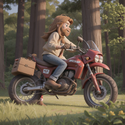 Image For Post Anime, farmer, confusion, forest, motorcycle, bigfoot, HD, 4K, AI Generated Art