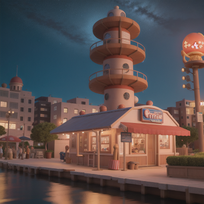 Image For Post Anime, hot dog stand, space station, city, detective, witch, HD, 4K, AI Generated Art