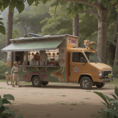 Image For Post Anime, jungle, taco truck, sabertooth tiger, knight, chimera, HD, 4K, AI Generated Art