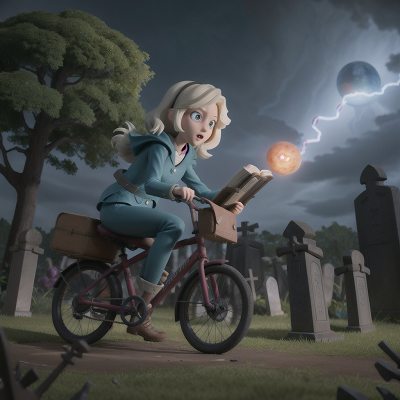 Image For Post Anime, haunted graveyard, storm, spell book, bicycle, alien planet, HD, 4K, AI Generated Art
