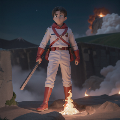 Image For Post Anime, volcano, knight, police officer, moonlight, ghost, HD, 4K, AI Generated Art