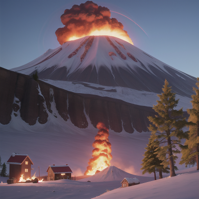 Image For Post Anime, volcano, park, avalanche, hat, farm, HD, 4K, AI Generated Art