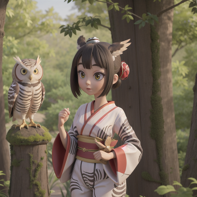 Image For Post Anime, exploring, owl, failure, zebra, geisha, HD, 4K, AI Generated Art