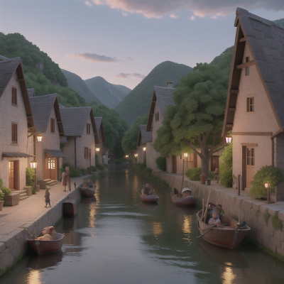 Image For Post Anime, flute, village, zombie, river, city, HD, 4K, AI Generated Art