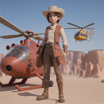 Image For Post Anime, sword, clock, wild west town, desert, helicopter, HD, 4K, AI Generated Art