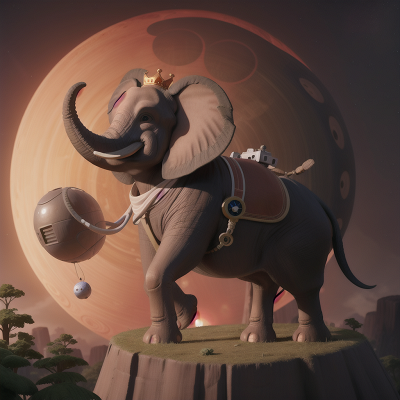 Image For Post Anime, elephant, forest, solar eclipse, space station, king, HD, 4K, AI Generated Art