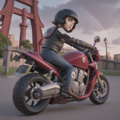 Image For Post Anime, motorcycle, maze, shield, rainbow, bridge, HD, 4K, AI Generated Art