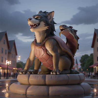 Image For Post Anime, fountain, werewolf, turtle, hail, carnival, HD, 4K, AI Generated Art
