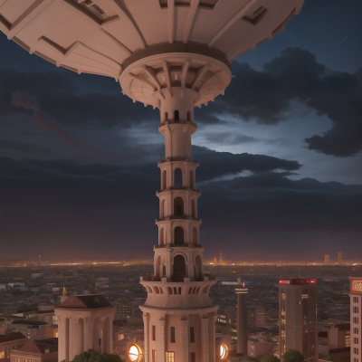 Image For Post Anime, romance, tower, tornado, cat, city, HD, 4K, AI Generated Art