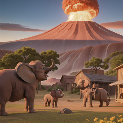 Image For Post Anime, wild west town, dog, volcano, fruit market, elephant, HD, 4K, AI Generated Art