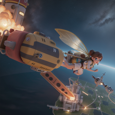 Image For Post Anime, fairy, space station, firefighter, fish, city, HD, 4K, AI Generated Art