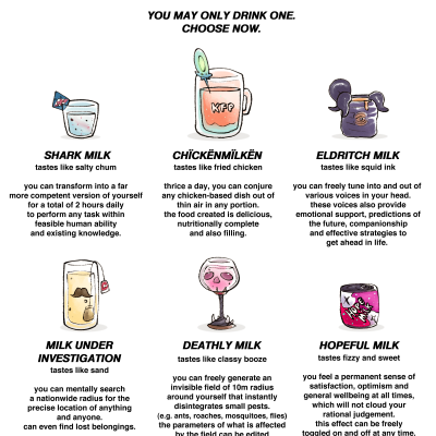 Image For Post Choose One of These Milks CYOA by throwaway321768
