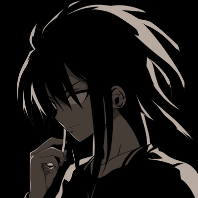 Image For Post | Monochrome black character with only the red eyes creating a hint of color, the simplicity of the design enhancing the mysterious aura. top rated anime black pfp pfp for discord. - [Anime Black PFP](https://hero.page/pfp/anime-black-pfp)