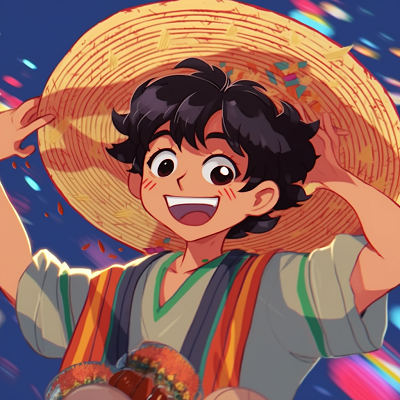 Image For Post | Anime boy character shaking maracas, rhythmical motion lines and warm color palette. stylish mexican pfp boys pfp for discord. - [Mexican Anime Pfp Collection](https://hero.page/pfp/mexican-anime-pfp-collection)