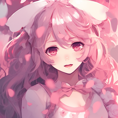 Image For Post | Anime girl surrounded by pink blossoms, exhibiting detailed petals and nuanced shadows. gorgeous pink anime girl pfp illustrations pfp for discord. - [Pink Anime Girl PFP Gallery](https://hero.page/pfp/pink-anime-girl-pfp-gallery)