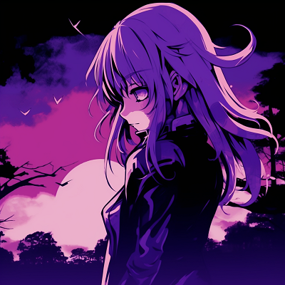 Image For Post | Shadowy anime character visage under purple lighting, intense expressions and playing with light and shadow. vibrant purple anime pfp pfp for discord. - [Purple Pfp Anime Collection](https://hero.page/pfp/purple-pfp-anime-collection)