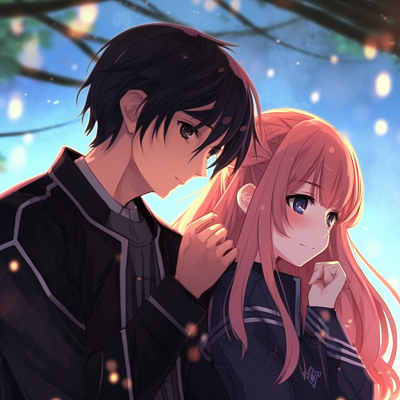 Image For Post | Kirito and Asuna in an intimate pose, focusing on emotions and body language. compelling anime pfp couple content pfp for discord. - [anime pfp couple optimized search](https://hero.page/pfp/anime-pfp-couple-optimized-search)