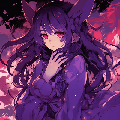 Image For Post | An image of Ankokuboshi with a glistening purple aura surrounding her, exquisitely drawn character design animated purple characters pfp pfp for discord. - [Purple Pfp Anime Collection](https://hero.page/pfp/purple-pfp-anime-collection)