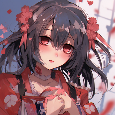Image For Post | An anime girl in a detailed Kimono with cherry blossom design and subtle colors. anime pfp style anime pfp - [pfp anime](https://hero.page/pfp/pfp-anime)
