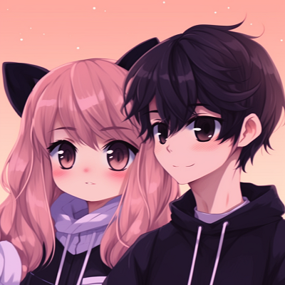 Image For Post | A cute chibi anime couple, displaying pastel colors and large eyes for both characters. cute anime pfp matching - [anime pfp matching concepts](https://hero.page/pfp/anime-pfp-matching-concepts)
