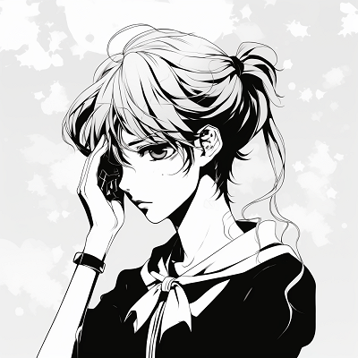 Image For Post | Tokyo Ghoul's Kaneki in vintage style, monochrome with detailed expressions and highlights. vintage anime black and white pfp - [anime black and white pfp collection](https://hero.page/pfp/anime-black-and-white-pfp-collection)