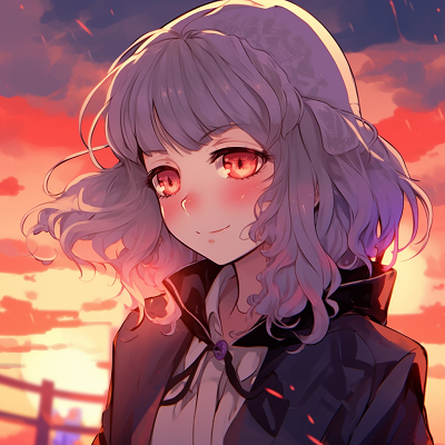 Image For Post | Anime girl against sunset vivid background colors and soft character outlines. anime girl pfp mood anime pfp - [Anime girl pfp](https://hero.page/pfp/anime-girl-pfp)