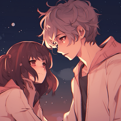 Image For Post | Romantic moment under the stars, detailed characters with a generously illustrated night sky. romantic matching pfp anime - [Matching PFP Anime Gallery](https://hero.page/pfp/matching-pfp-anime-gallery)