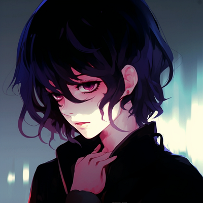 Image For Post | Image of an emo anime girl with unique purple hair, her mood reflected through her serious gaze and refined art style. colored emo anime pfp - [emo anime pfp Collection](https://hero.page/pfp/emo-anime-pfp-collection)