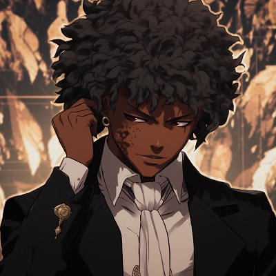 Image For Post | Elegant black anime character with intricate outfit details and soft shading. alluring black anime boy characters pfp - [Amazing Black Anime Characters pfp](https://hero.page/pfp/amazing-black-anime-characters-pfp)