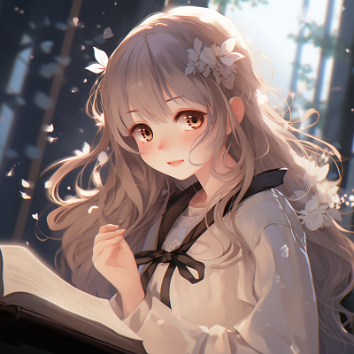 Image For Post | Anime portrait of a magic-themed girl reading a spell book, bright colors and detailed patterns. innovative girl anime pfp - [Girl Anime PFP Territory](https://hero.page/pfp/girl-anime-pfp-territory)
