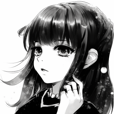 Image For Post | Close-up portrait of a girl from a mysterious anime, showcasing intricate line art and shading in grayscale. black and white anime girl profile picture - [Anime Profile Picture Black and White](https://hero.page/pfp/anime-profile-picture-black-and-white)