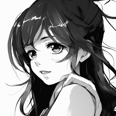Image For Post | Left side profile of an anime girl with enigmatic expression, emphasizing her striking big eyes and neat hair. anime profile picture black and white female - [Anime Profile Picture Black and White](https://hero.page/pfp/anime-profile-picture-black-and-white)