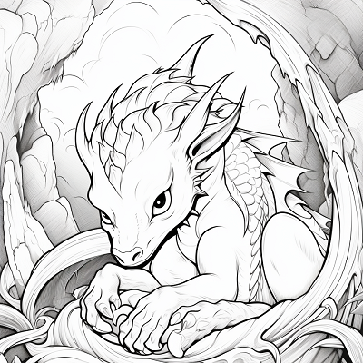 Image For Post Mystical Land Sleepy Baby Dragon - Printable Coloring Page