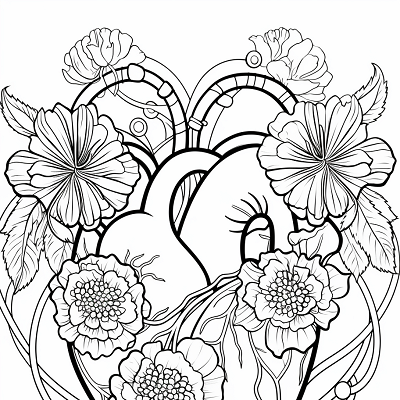 Image For Post Floral Hearts Blooming Love - Printable Coloring Page