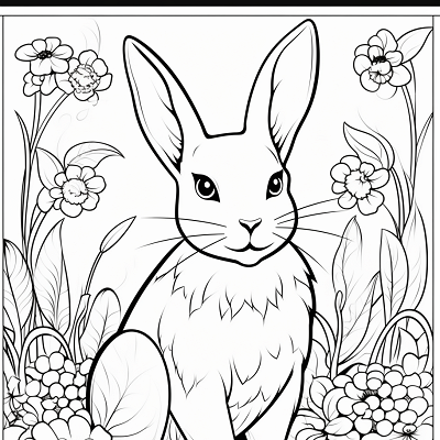 Image For Post Bunny in Garden Intricate Nature Scene - Printable Coloring Page