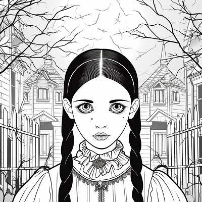 Image For Post Wednesday Addams in a Gothic Setting - Wallpaper