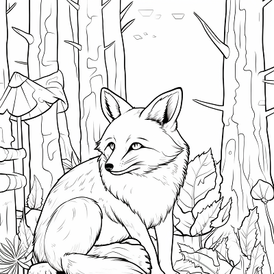 Image For Post Fox Within Forest Foliage Nature at its Best - Printable Coloring Page