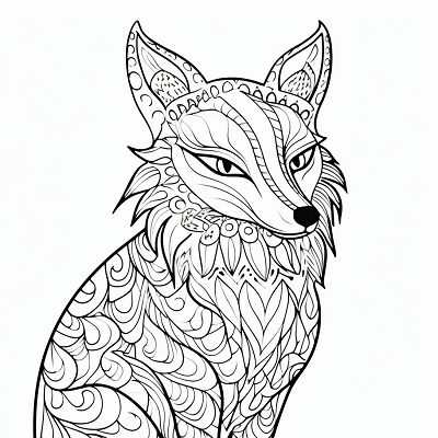 Image For Post Intricate Fox Design Elegant Patterns - Printable Coloring Page