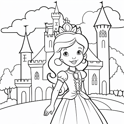 Image For Post Regal Princess and Castle - Printable Coloring Page