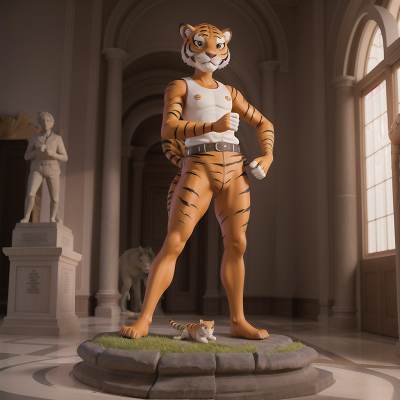 Image For Post Anime, scientist, museum, tiger, statue, sunrise, HD, 4K, AI Generated Art