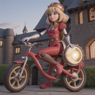 Image For Post Anime, medieval castle, robotic pet, energy shield, violin, bicycle, HD, 4K, AI Generated Art